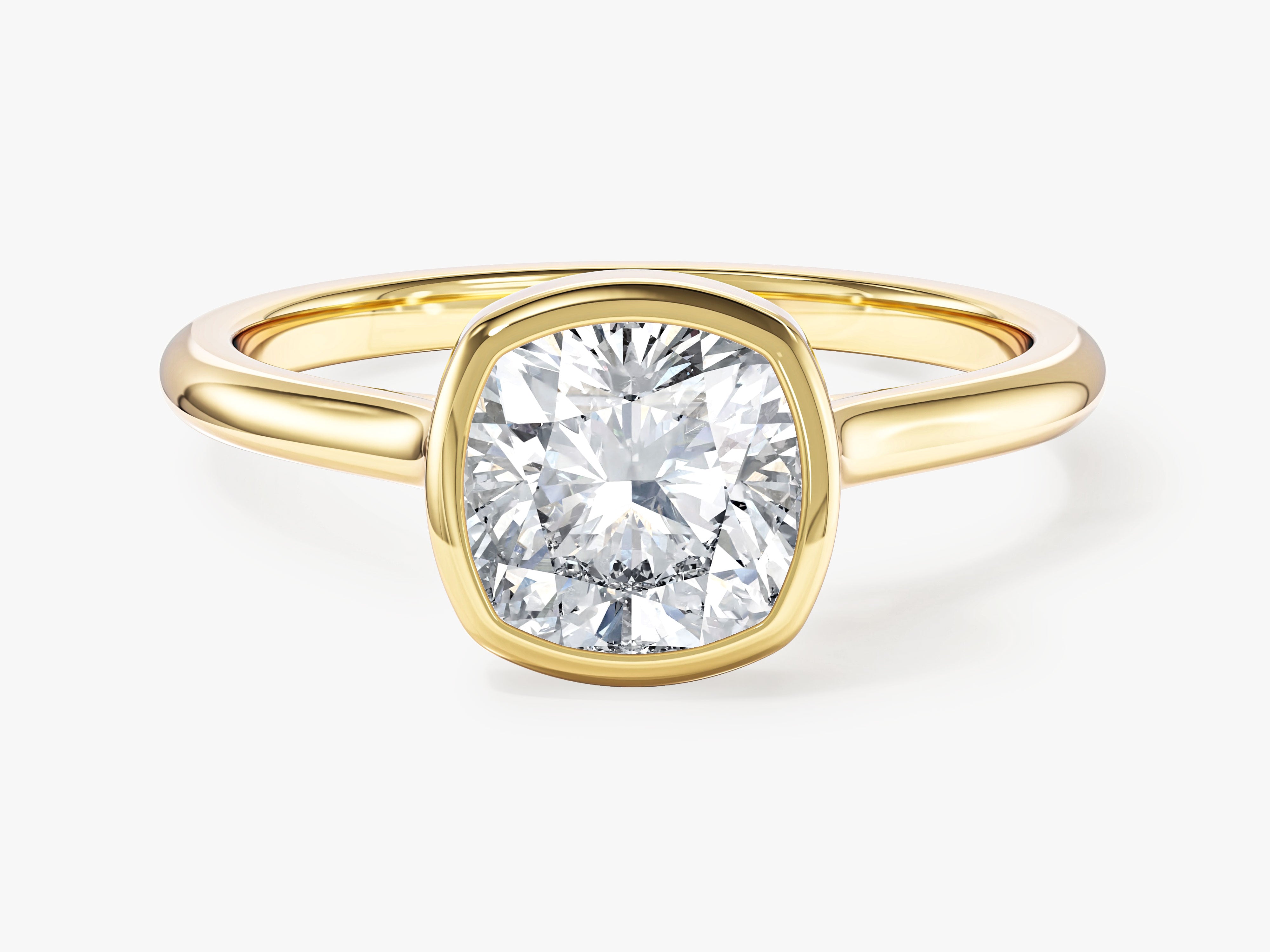 Bezel Cushion Moissanite Engagement Ring (1.50 CT)