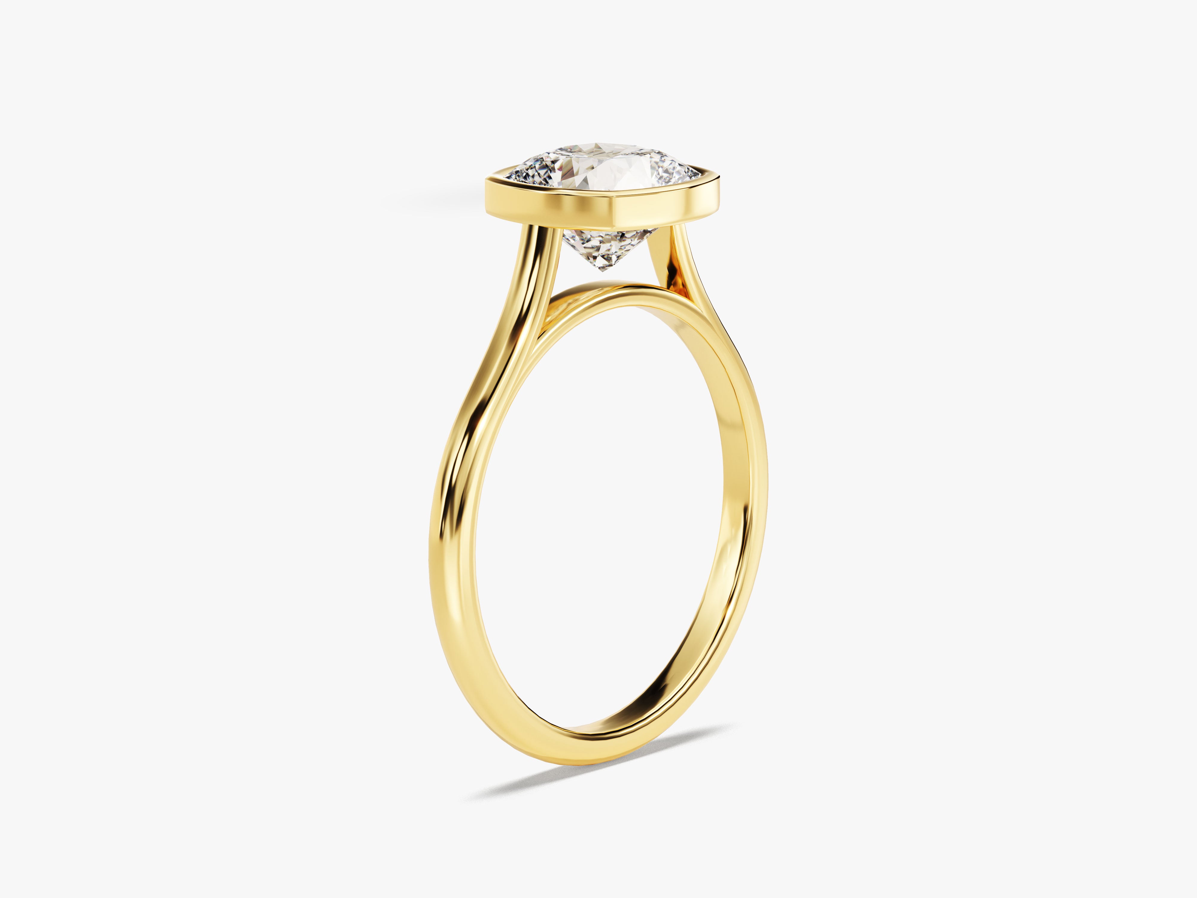 Gold ring with a bezel-set diamond, jewelry design