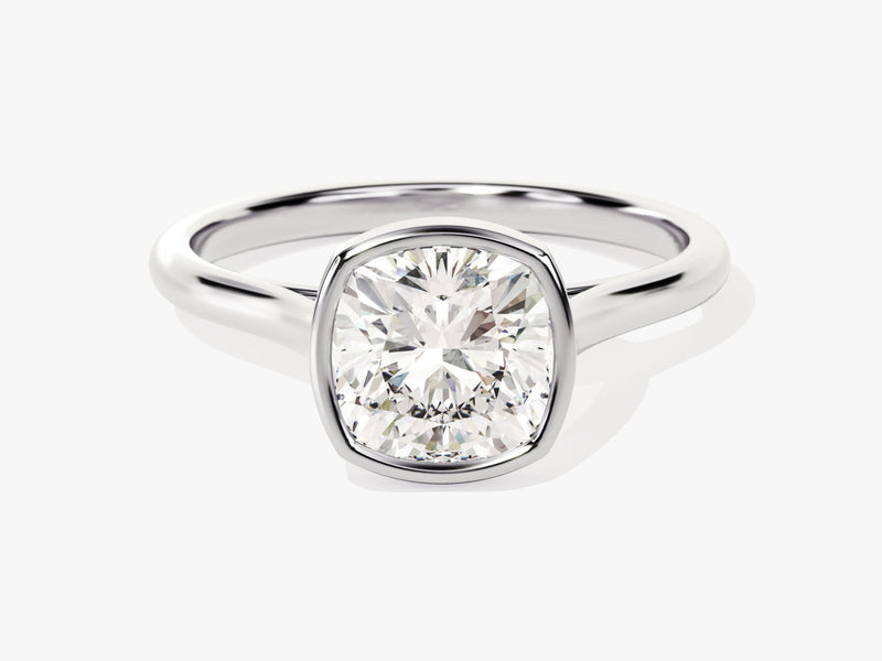 Bezel Cushion Diamond Engagement Ring (2.00 CT)