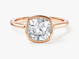 Bezel Cushion Moissanite Engagement Ring (2.00 CT)