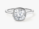 Bezel Cushion Moissanite Engagement Ring (2.00 CT)
