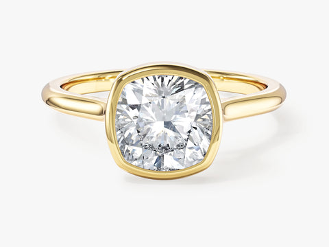 Bezel Cushion Moissanite Engagement Ring (2.00 CT)