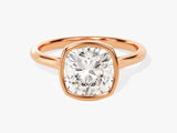 Bezel Cushion Moissanite Engagement Ring (3.00 CT)