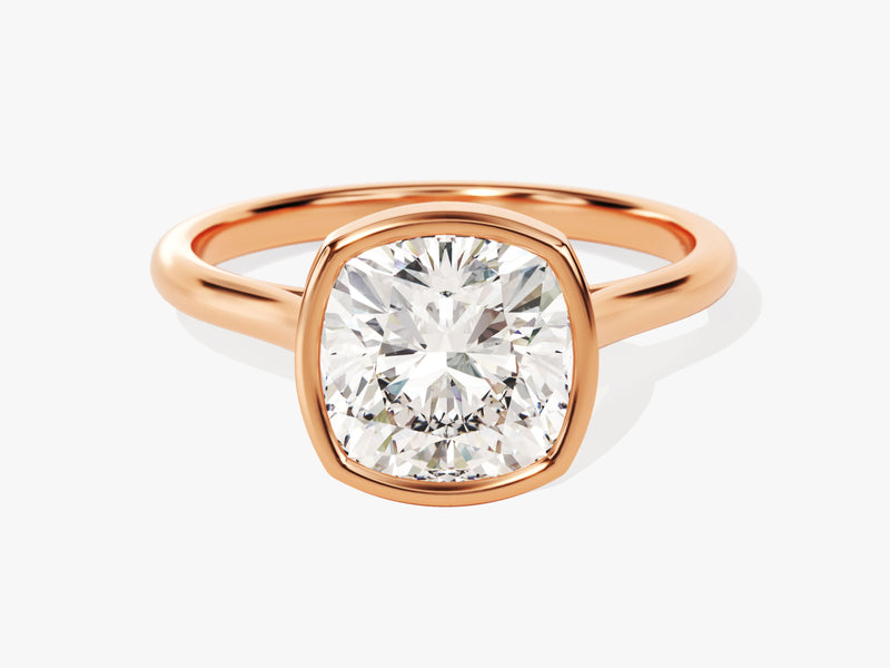Rose gold ring with cushion-cut diamond engagement ring