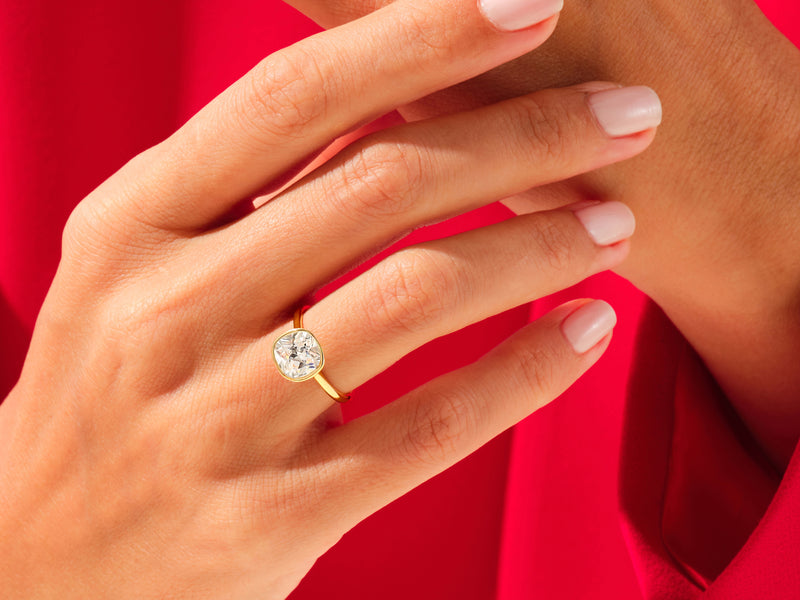 Bezel Cushion Lab Grown Diamond Engagement Ring (3.00 CT)