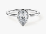 Bezel Pear Moissanite Engagement Ring (1.00 CT)