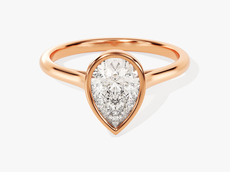 Bezel Pear Moissanite Engagement Ring (1.50 CT)