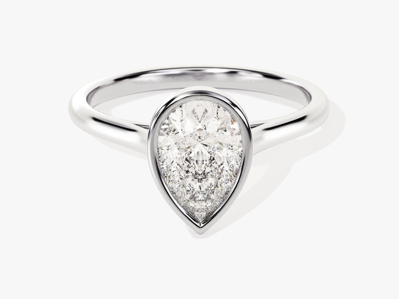 Bezel Pear Diamond Engagement Ring (1.50 CT)