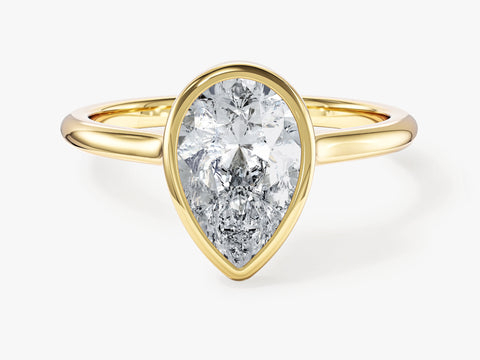 Bezel Pear Moissanite Engagement Ring (2.00 CT)