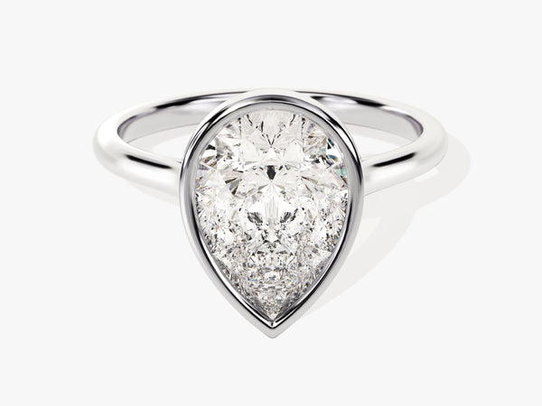 Bezel Pear Moissanite Engagement Ring (3.00 CT)