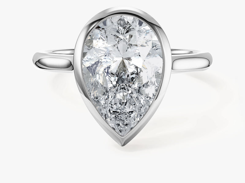 Bezel Pear Moissanite Engagement Ring (3.00 CT)