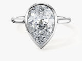 Bezel Pear Lab Grown Diamond Engagement Ring (3.00 CT)