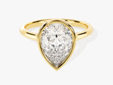 Gold ring with a pear-shaped diamond, fine jewelry