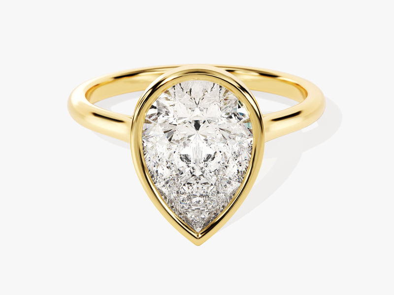 Gold ring with pear-shaped diamond, fine jewelry, engagement ring