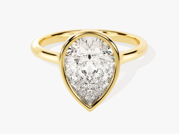 Bezel Pear Moissanite Engagement Ring (3.00 CT)