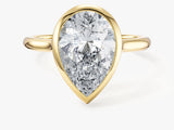 Bezel Pear Lab Grown Diamond Engagement Ring (3.00 CT)