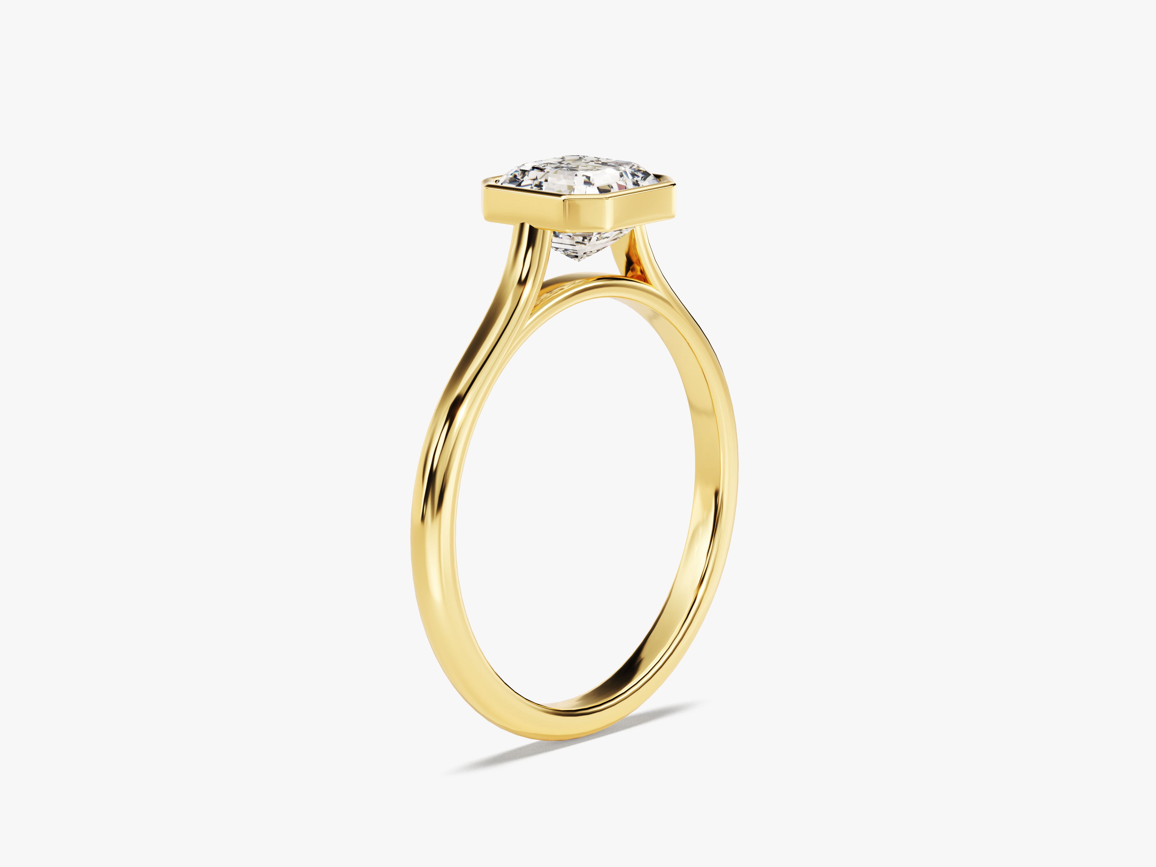 Gold ring with a square-cut diamond engagement ring