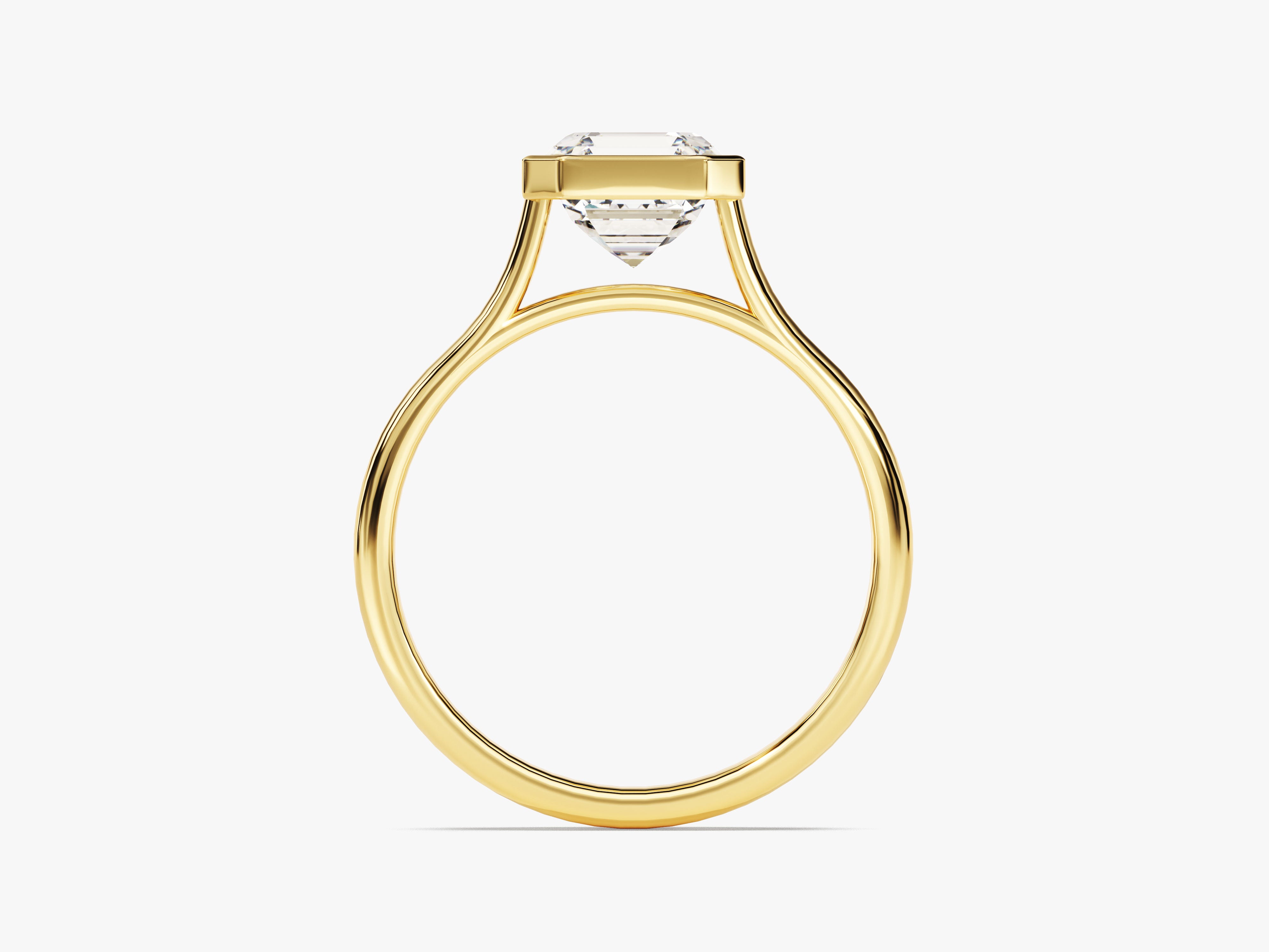 Gold ring with emerald-cut diamond, jewelry, engagement ring