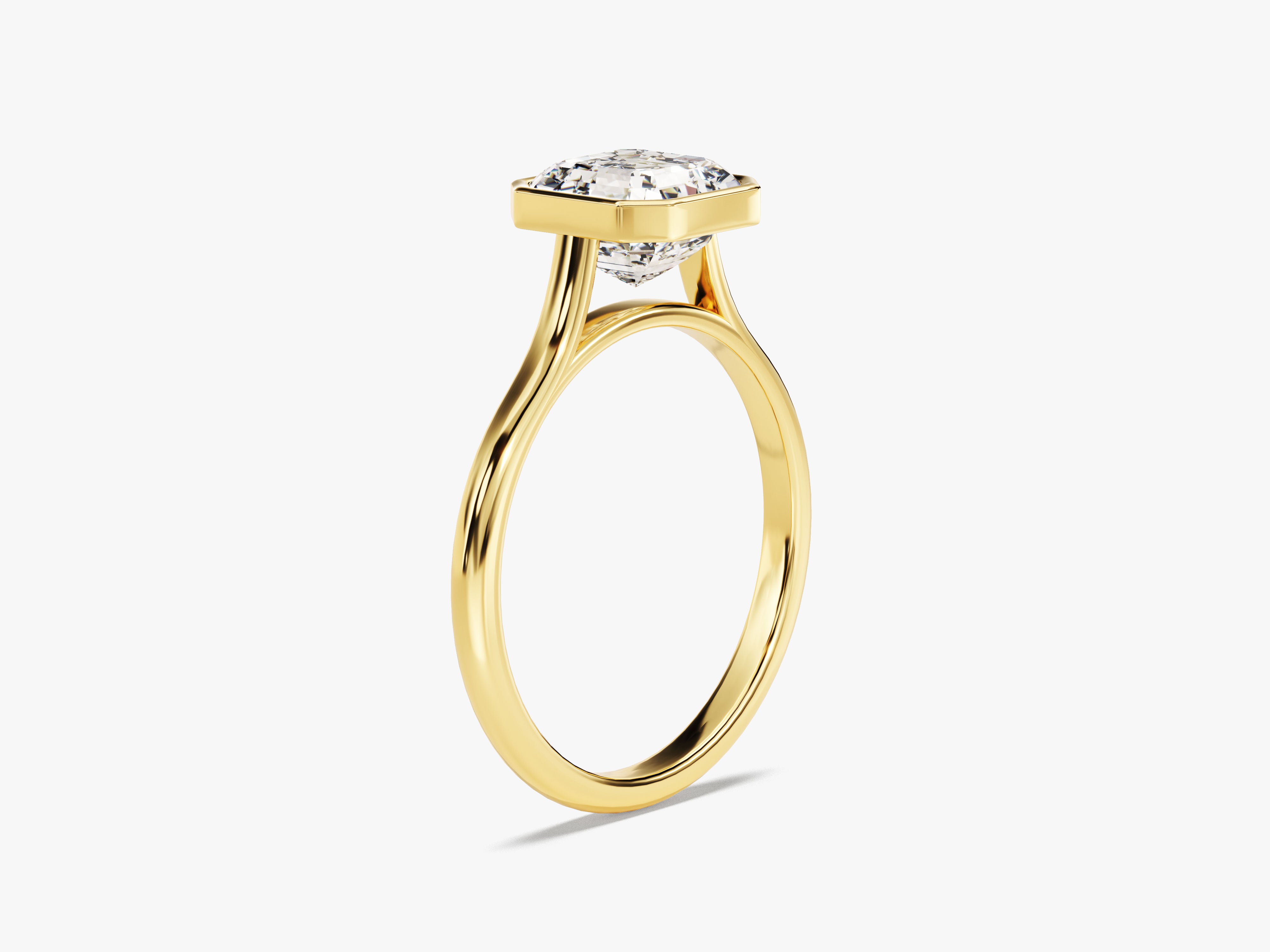 Gold ring with a square-cut diamond engagement ring