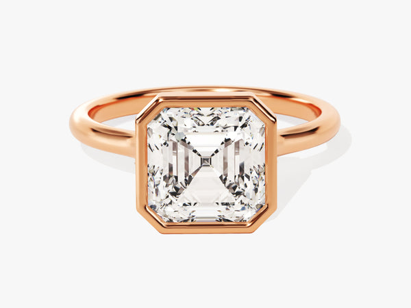 Rose gold ring with emerald cut diamond engagement ring
