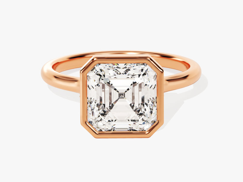 Bezel Asscher Moissanite Engagement Ring (3.00 CT)