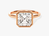 Rose gold ring with emerald-cut diamond engagement ring