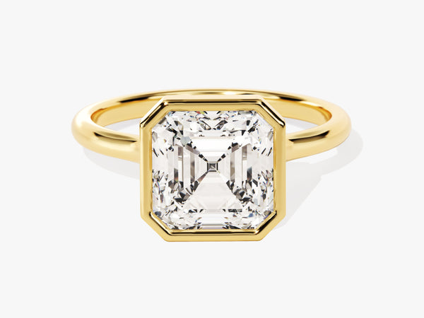 Gold ring with emerald cut diamond engagement jewelry