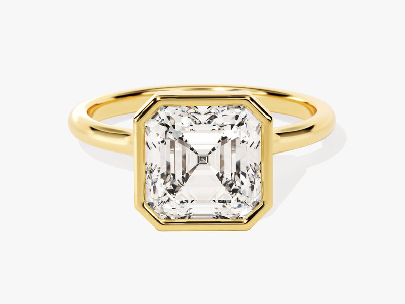 Gold ring with emerald cut diamond engagement jewelry