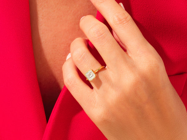 Bezel Asscher Lab Grown Diamond Engagement Ring (3.00 CT)