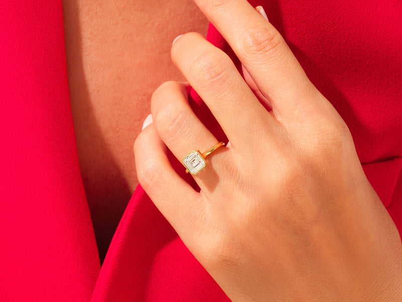 Bezel Asscher Lab Grown Diamond Engagement Ring (3.00 CT)