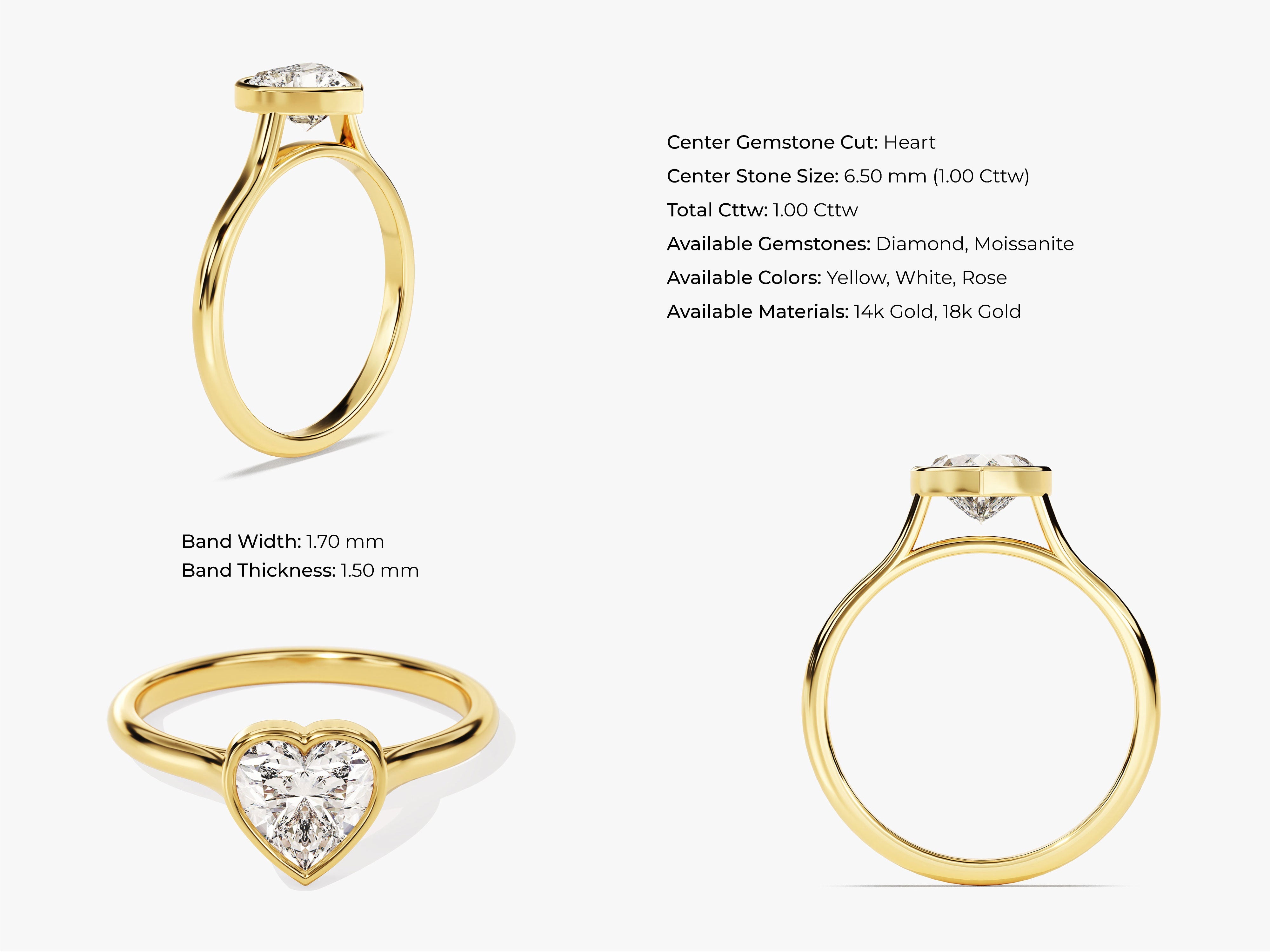 Gold ring with heart-shaped diamond engagement jewelry