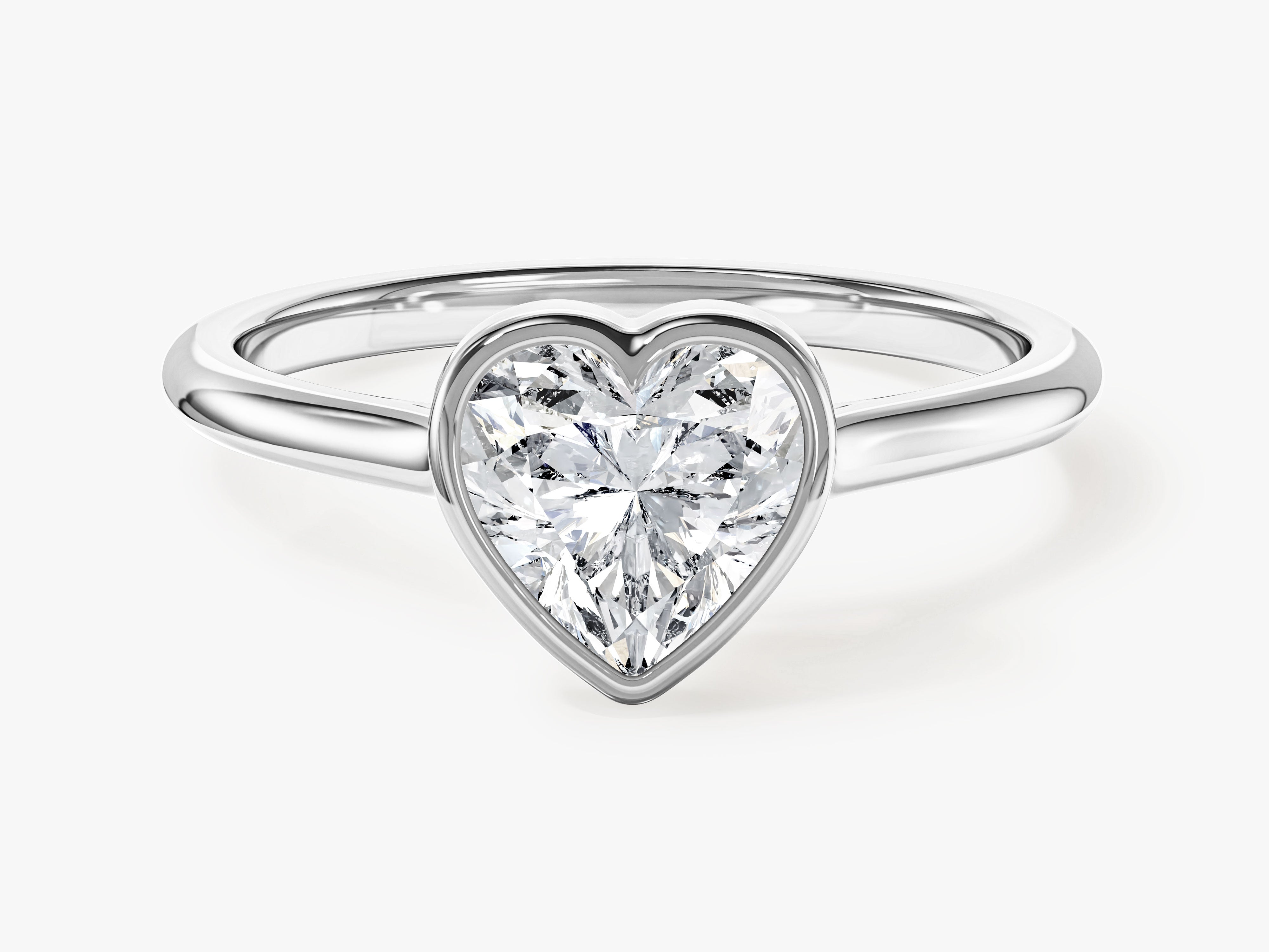 Bezel Heart Moissanite Engagement Ring (1.00 CT)