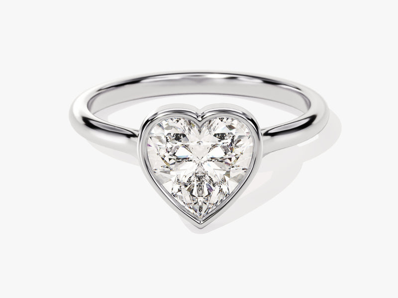 Bezel Heart Moissanite Engagement Ring (1.50 CT)