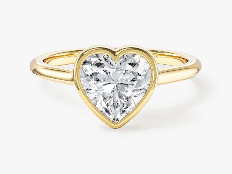 Bezel Heart Moissanite Engagement Ring (1.50 CT)