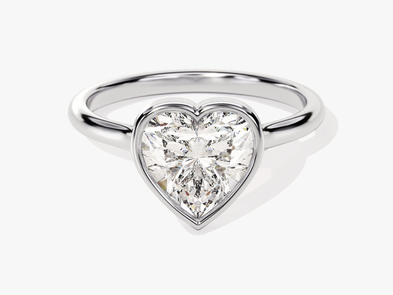 Bezel Heart Moissanite Engagement Ring (2.00 CT)