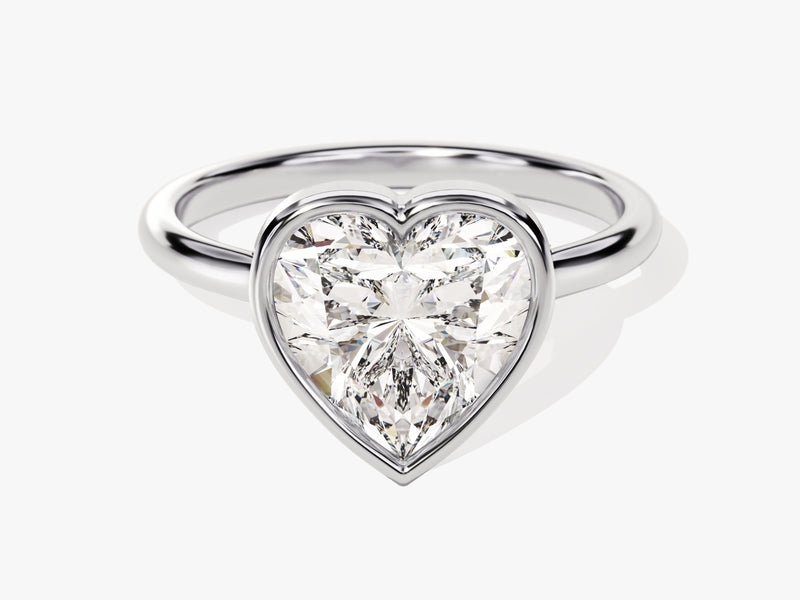 Bezel Heart Moissanite Engagement Ring (3.00 CT)