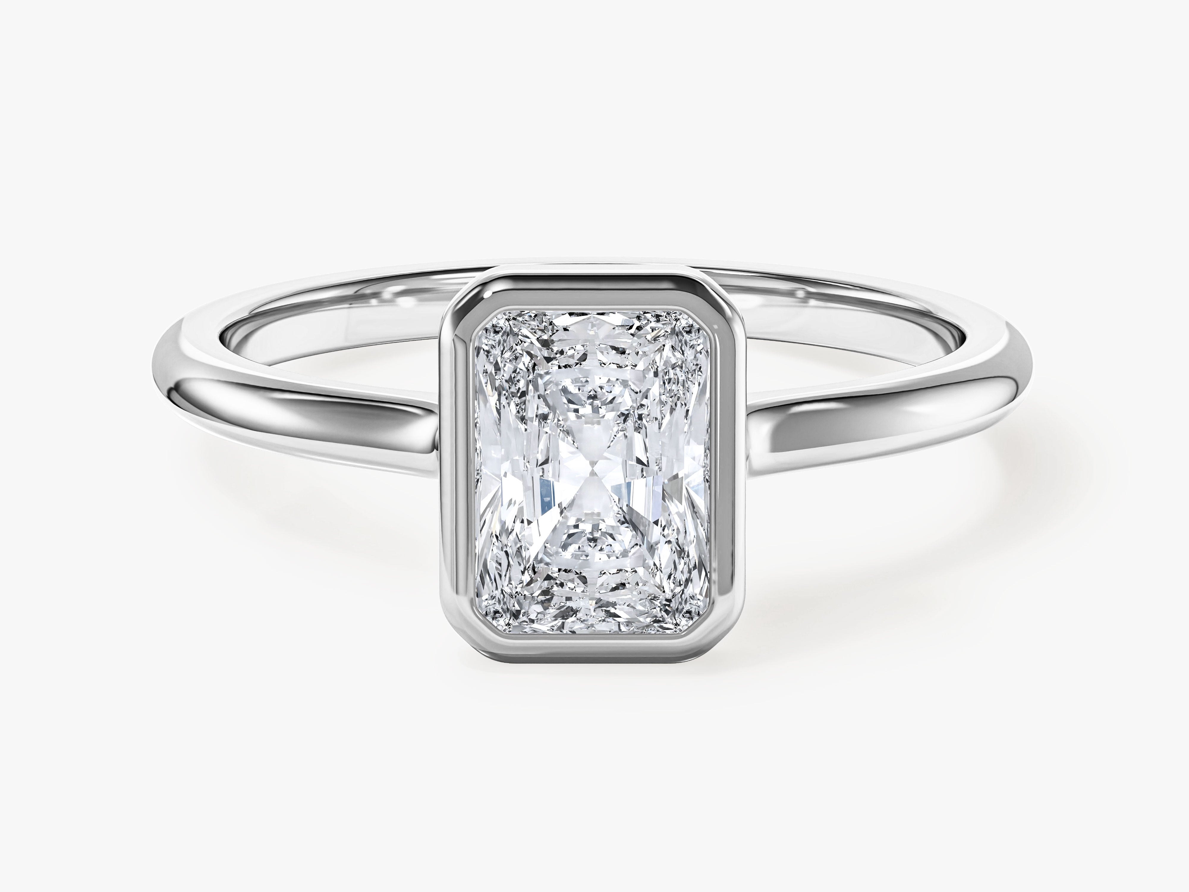 Bezel Radiant Moissanite Engagement Ring (1.00 CT)
