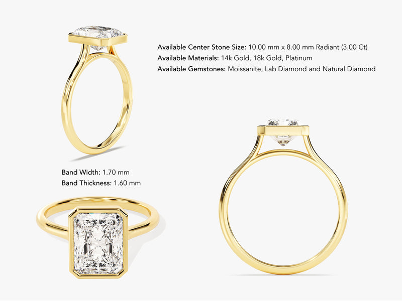 Gold ring with radiant cut diamond, jewelry design