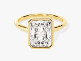 Gold ring with radiant cut diamond, fine jewelry