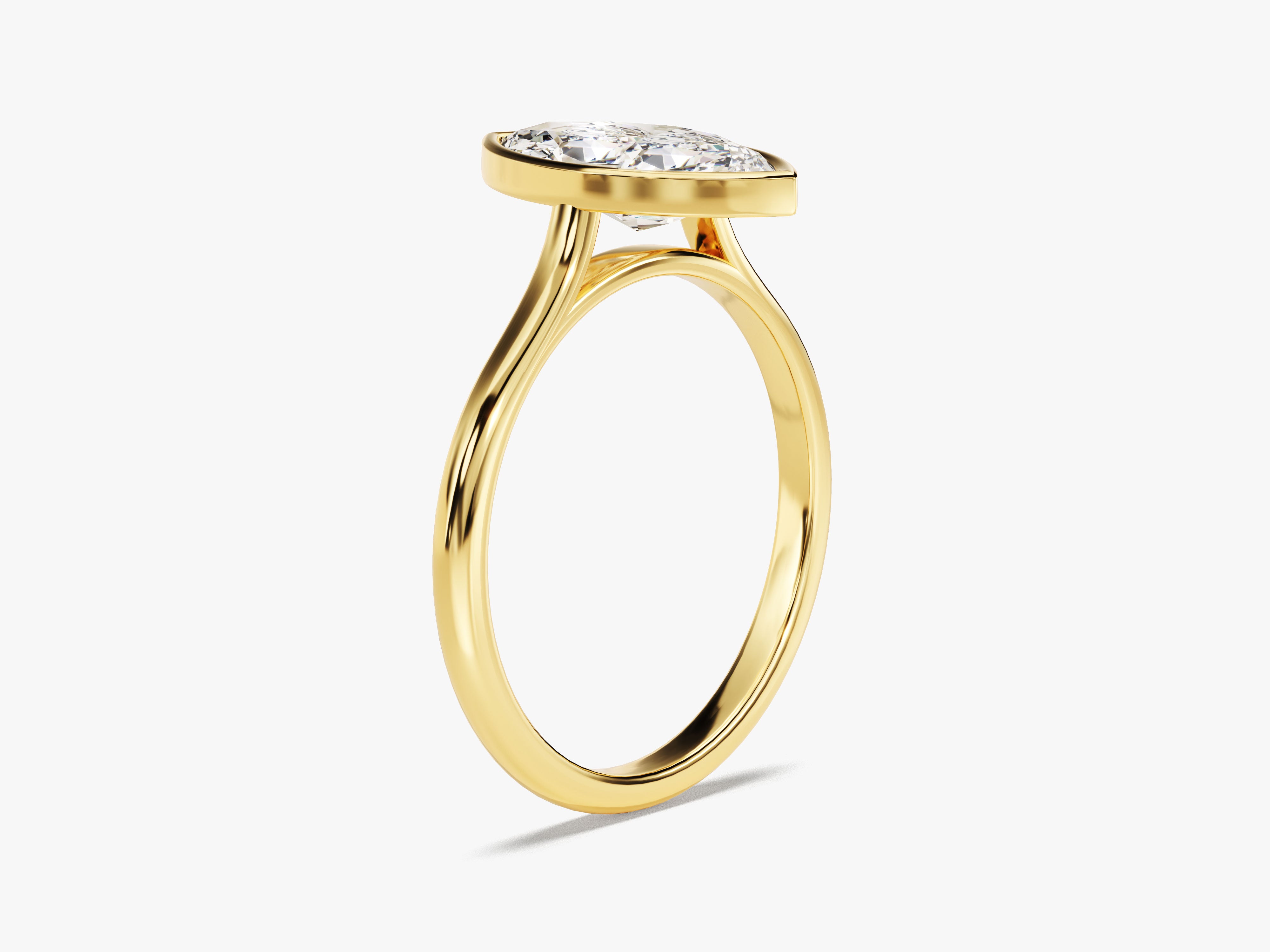 Marquise diamond engagement ring in 14k yellow gold