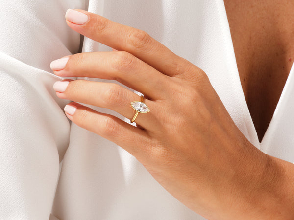 Bezel Marquise Moissanite Engagement Ring (1.50 CT)