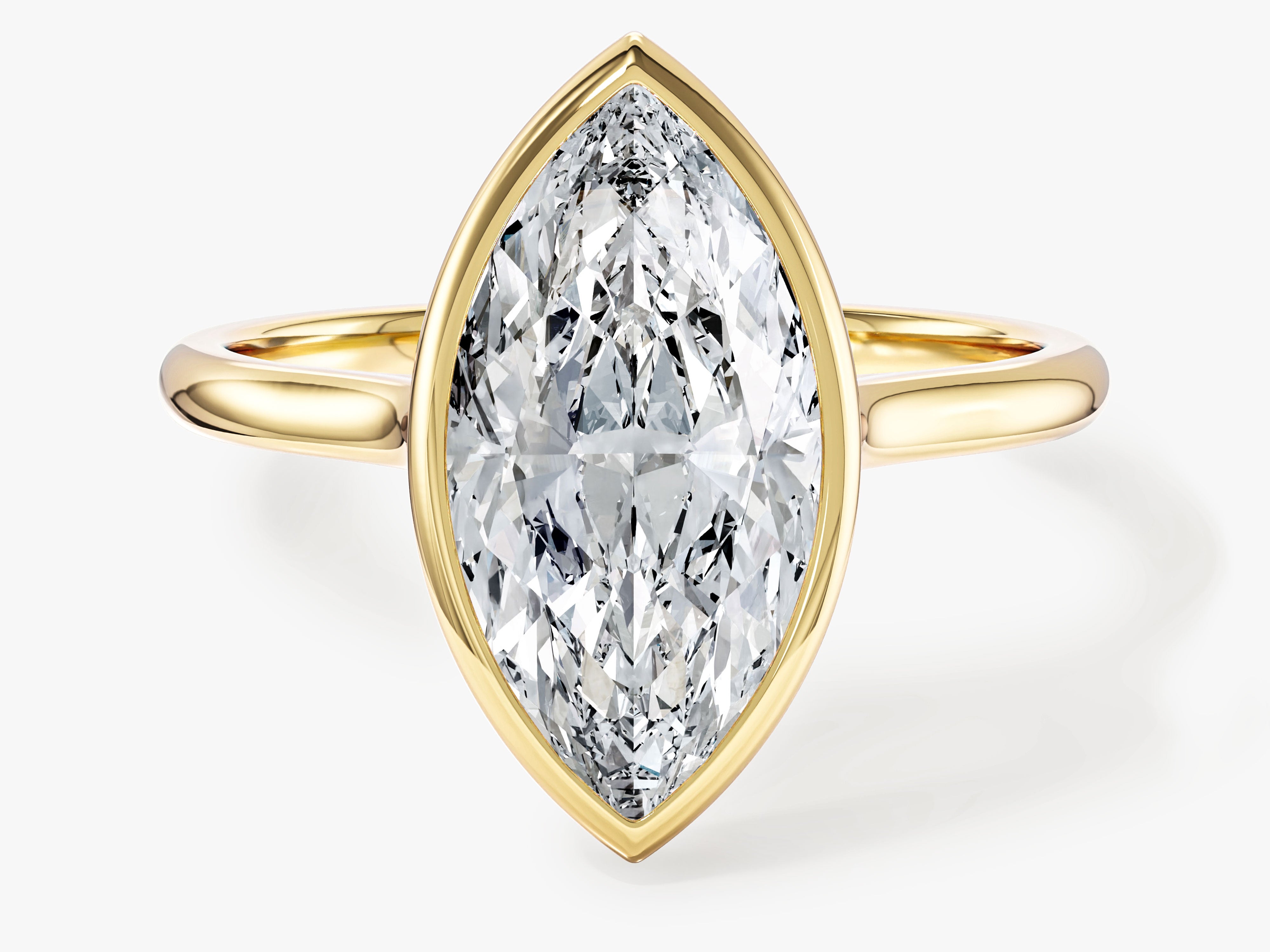 Bezel Marquise Moissanite Engagement Ring (3.00 CT)