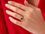 Round Blue Sandstone Engagement Ring with Moissanite Sidestones