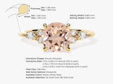 Round Cut Peach Morganite Engagement Ring with Marquise and Round Sidestones