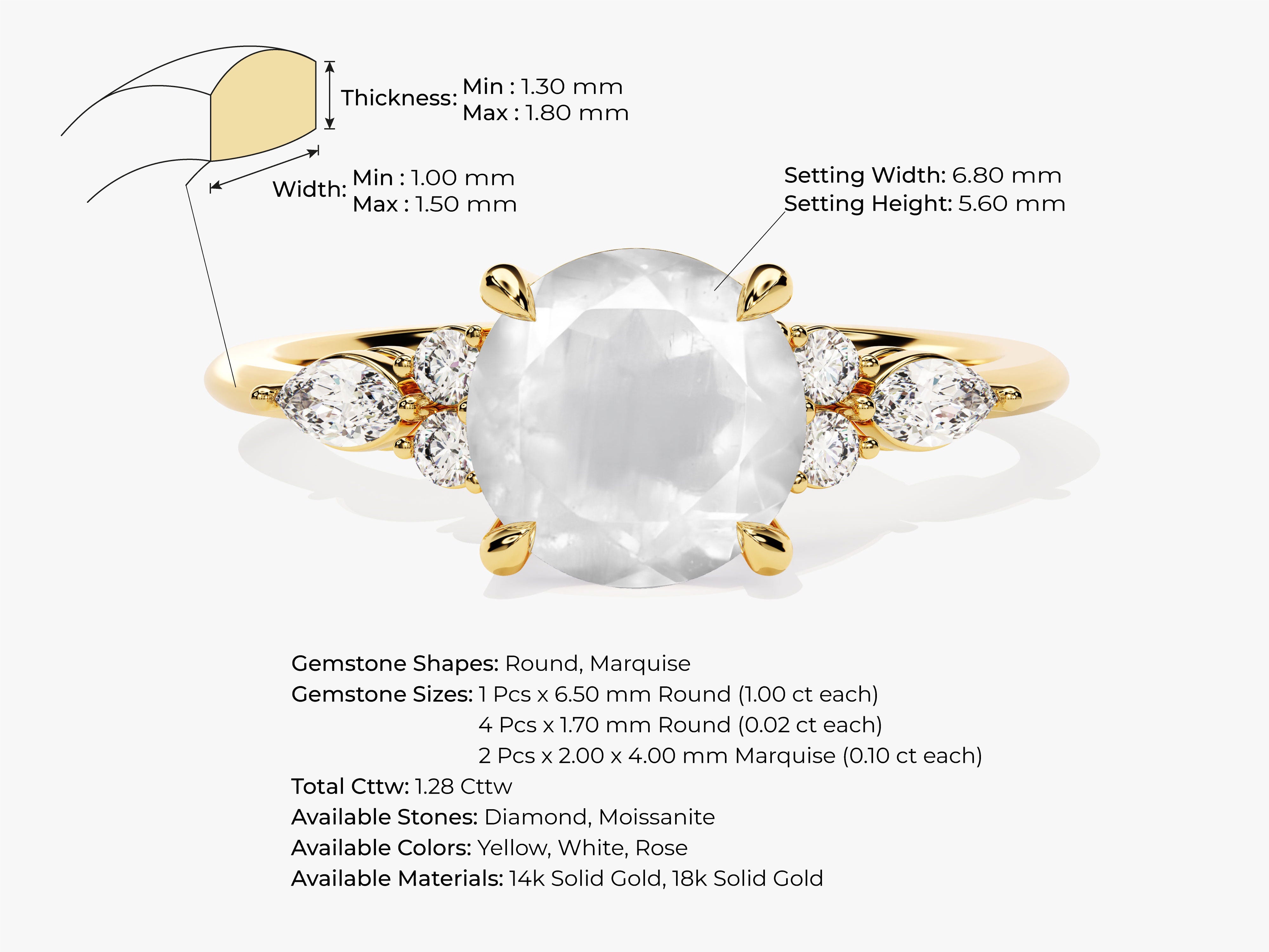 Gold ring with oval gemstone and diamond accents, jewelry details