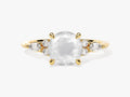 Round Moonstone Engagement Ring with Moissanite Sidestones