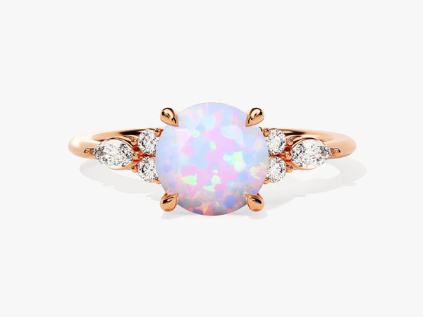 Oval opal and diamond engagement ring in rose gold