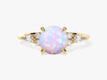 Round Opal Engagement Ring with Moissanite Sidestones