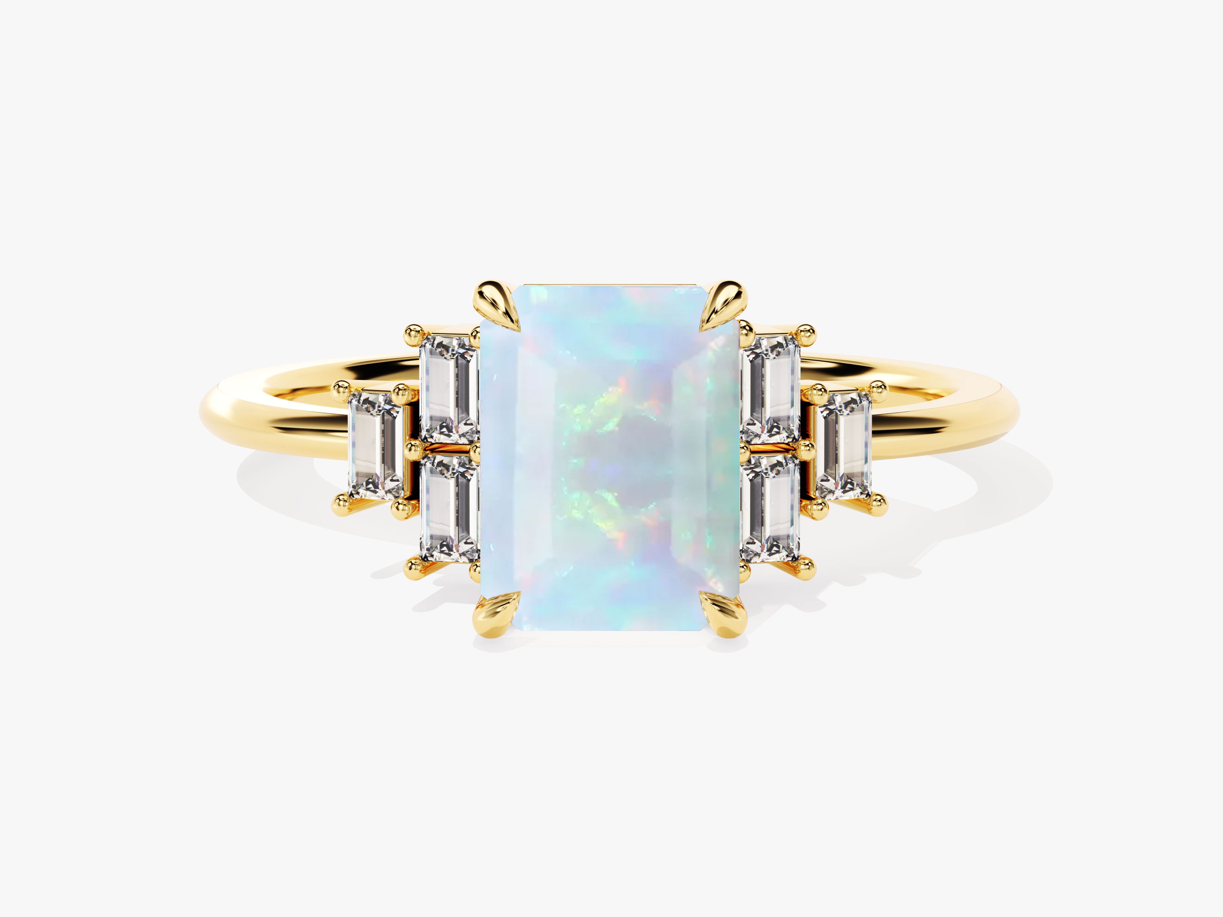 Gold opal and diamond engagement ring