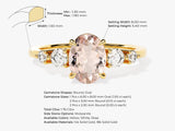 Oval Cut Peach Morganite Engagement Ring with Round Sidestones